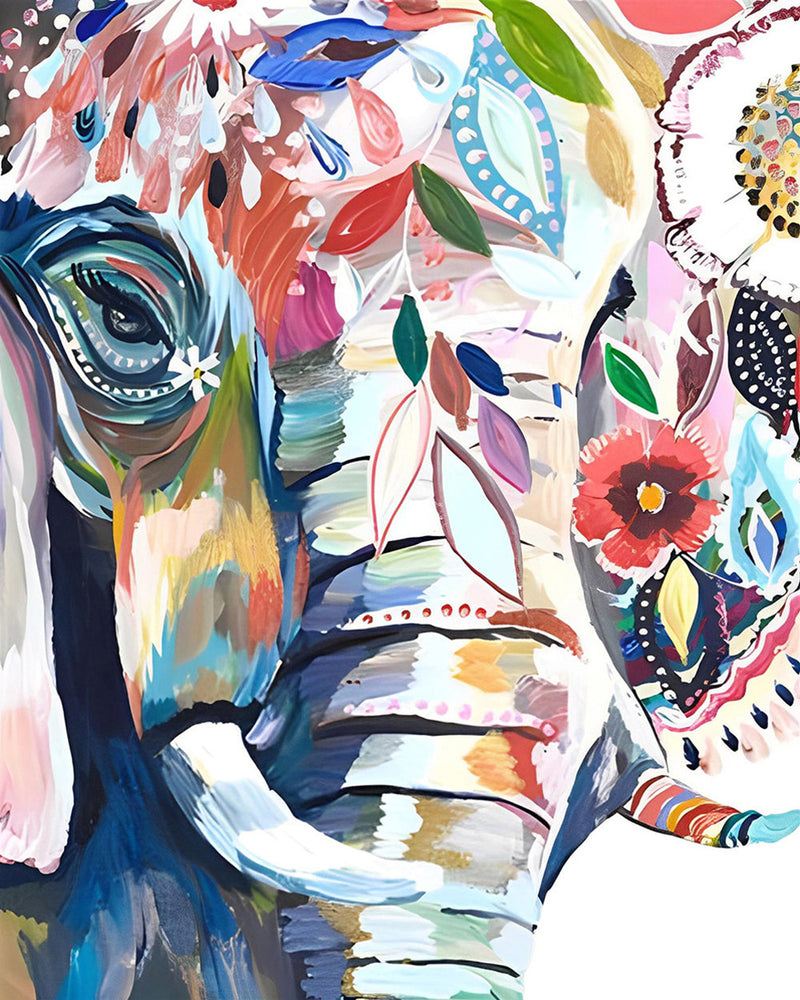 Elefant mit Blumen Diamond Painting