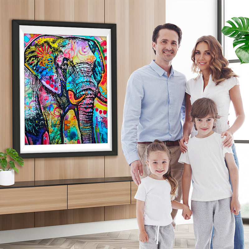 Elefant mit farbigen Mustern Diamond Painting