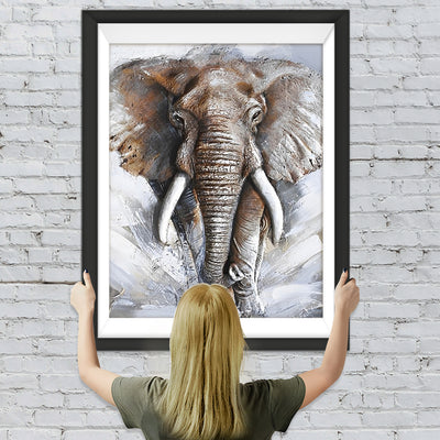 Elefant mit langen Stoßzähnen Diamond Painting