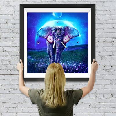 Elefant mit lila Schmetterlingsohren Diamond Painting