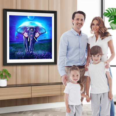 Elefant mit lila Schmetterlingsohren Diamond Painting