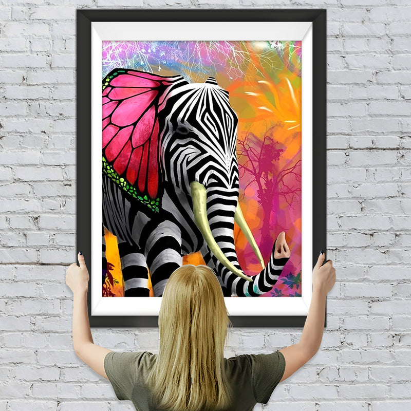 Elefant mit Zebrastreifen Diamond Painting