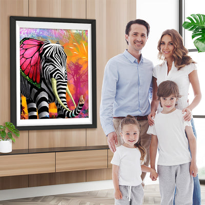 Elefant mit Zebrastreifen Diamond Painting