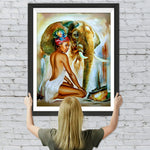 Elefant und Frau Diamond Painting