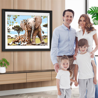 Elefant und Giraffe Diamond Painting