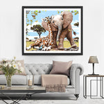 Elefant und Giraffe Diamond Painting