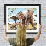 Elefant und Giraffe Diamond Painting