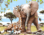 Elefant und Giraffe Diamond Painting