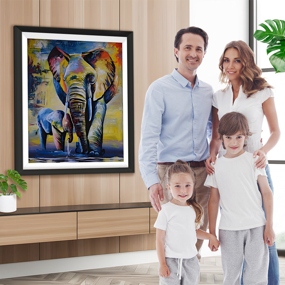 Elefant und sein Baby Diamond Painting