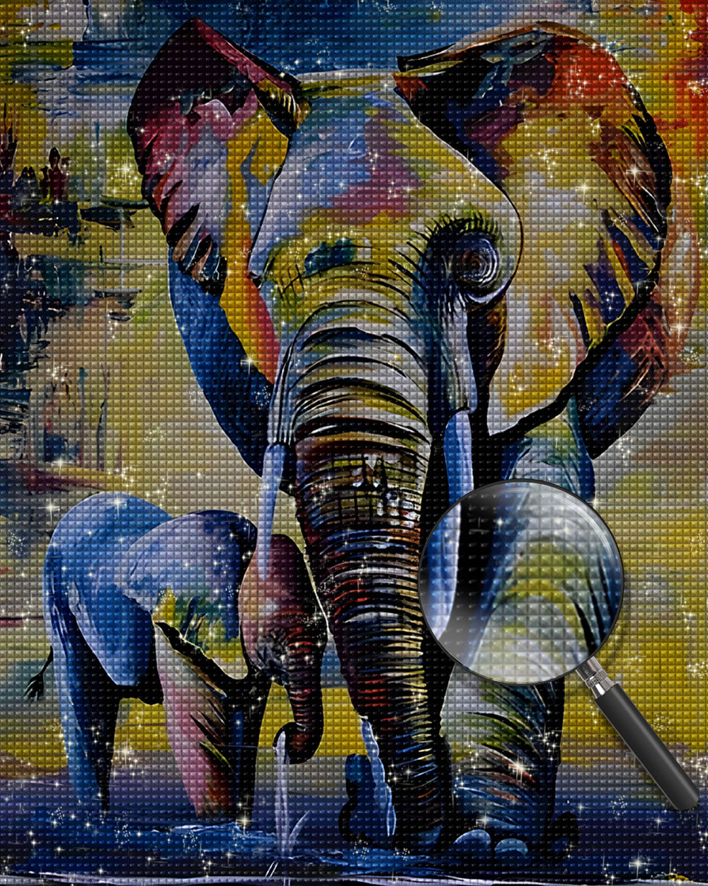 Elefant und sein Baby Diamond Painting