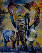 Elefant und sein Baby Diamond Painting