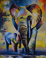 Elefant und sein Baby Diamond Painting