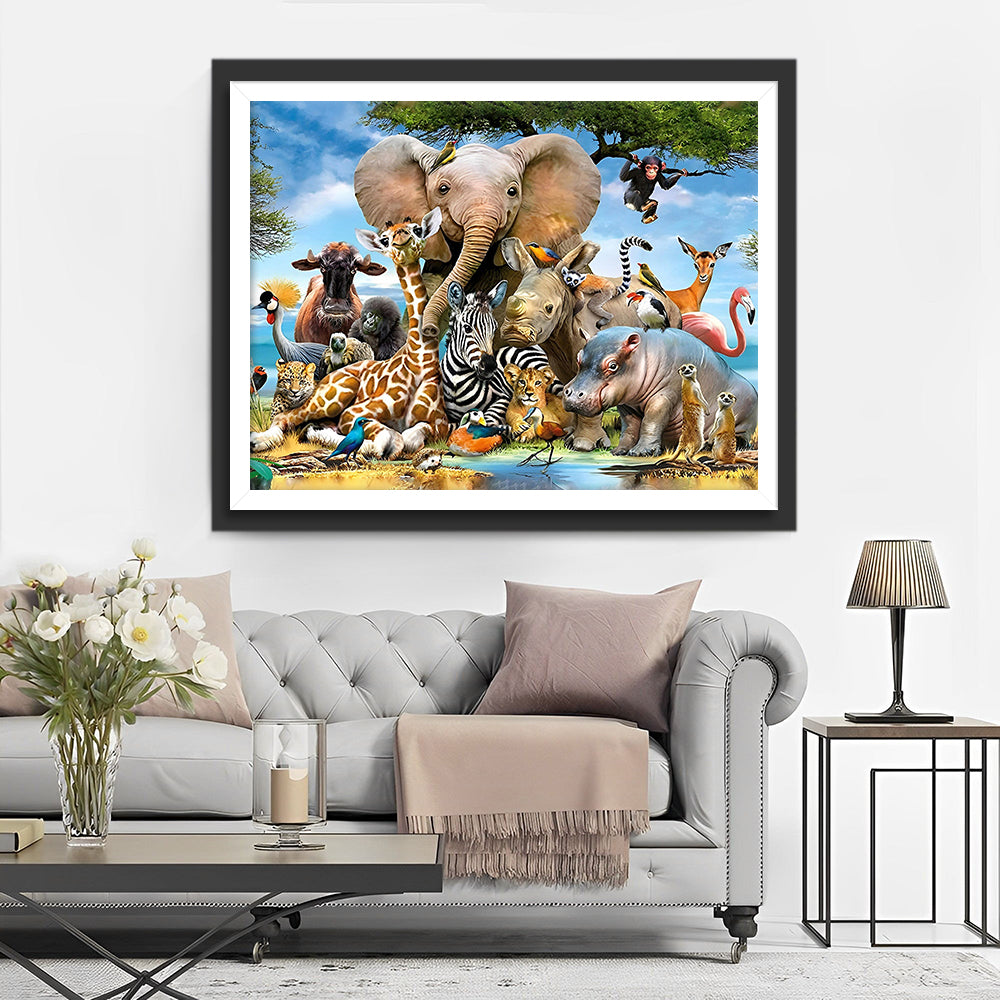 Elefant und Tierfreunde Diamond Painting