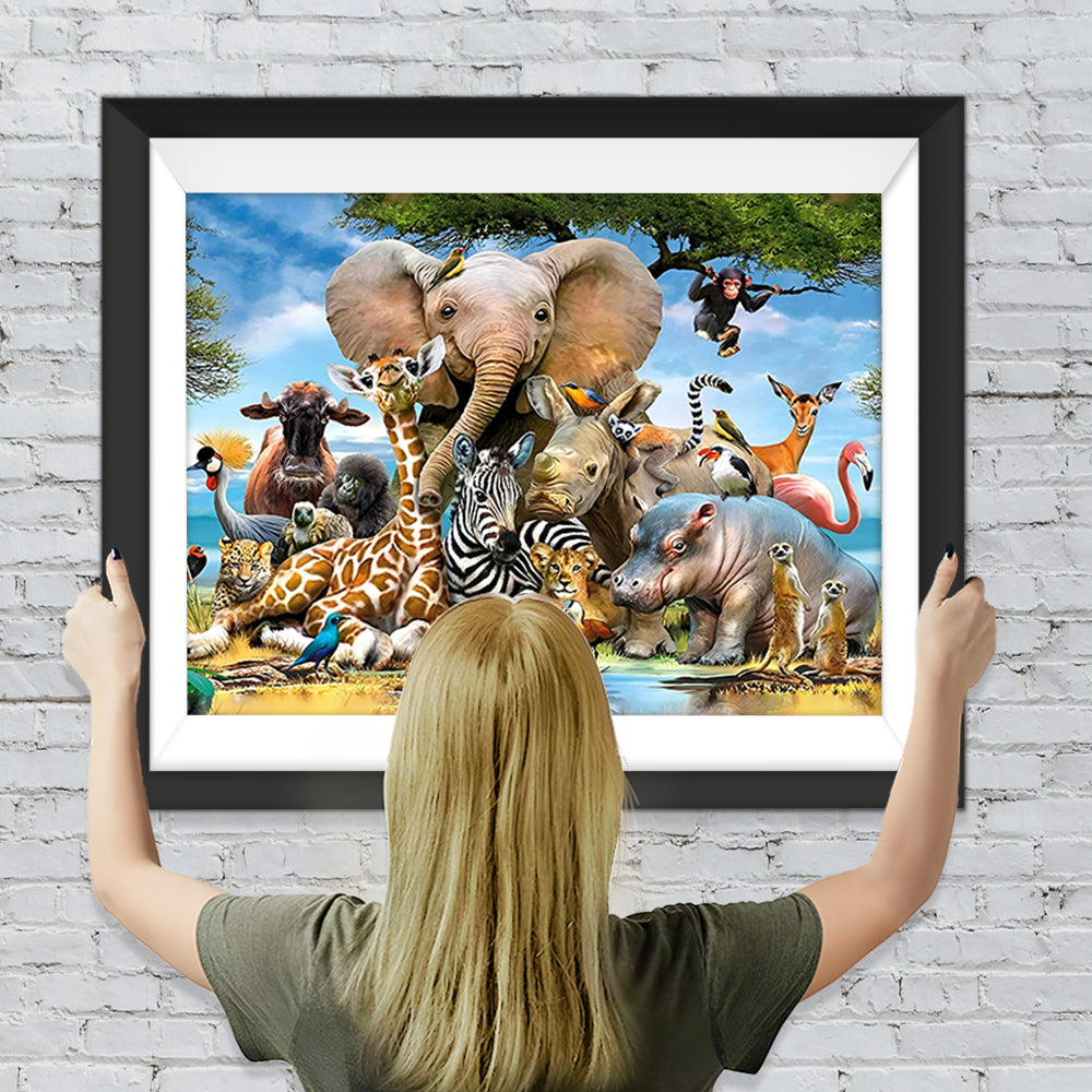 Elefant und Tierfreunde Diamond Painting