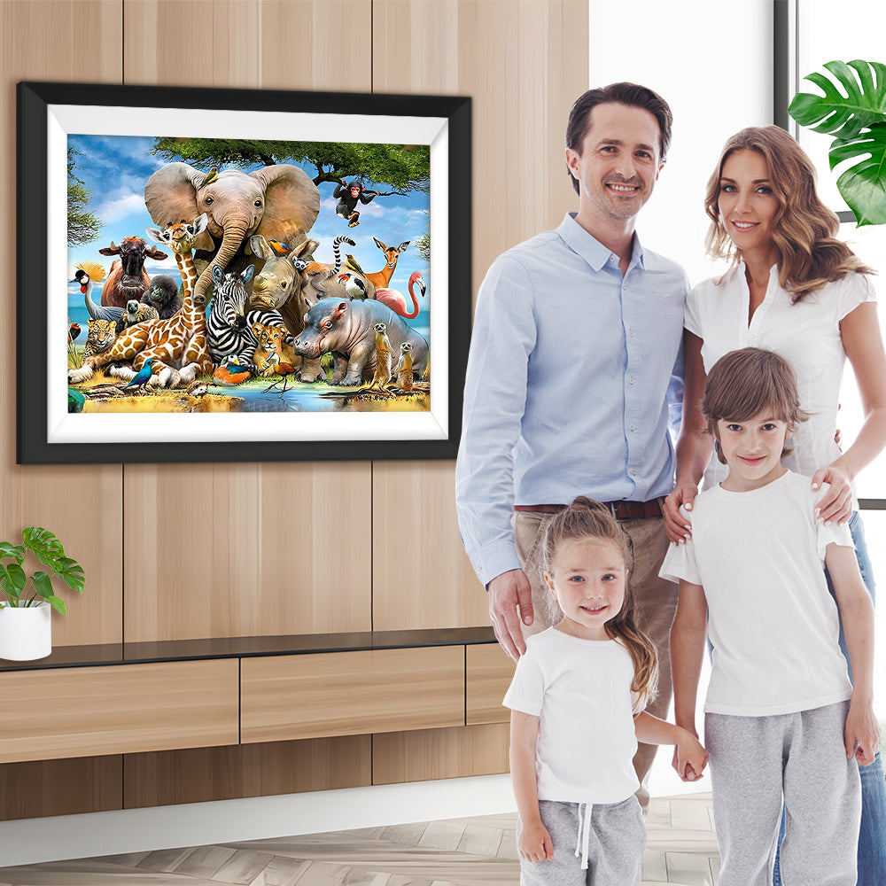 Elefant und Tierfreunde Diamond Painting