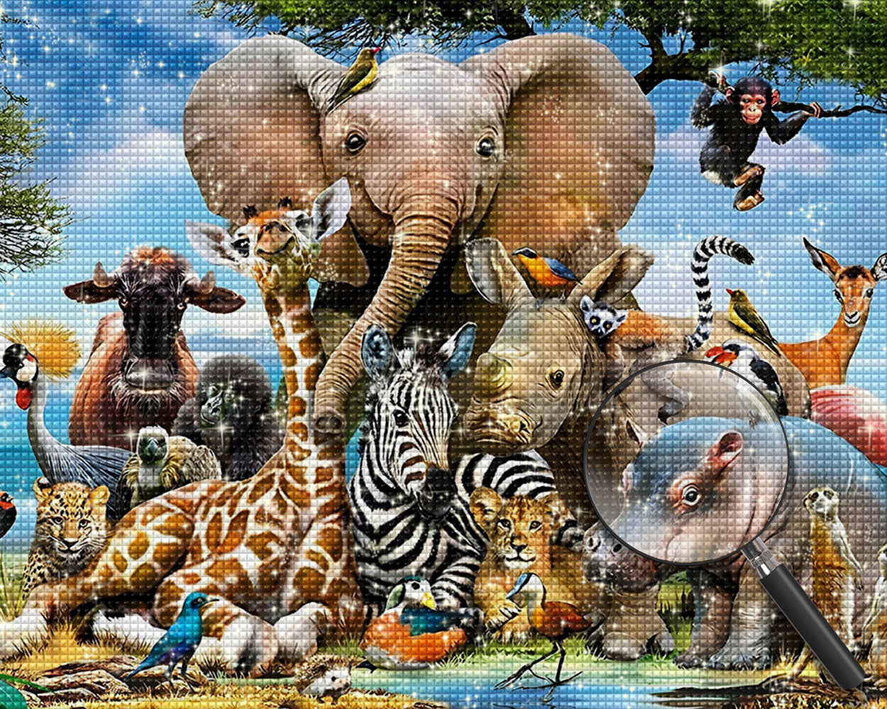 Elefant und Tierfreunde Diamond Painting