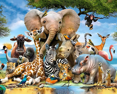 Elefant und Tierfreunde Diamond Painting