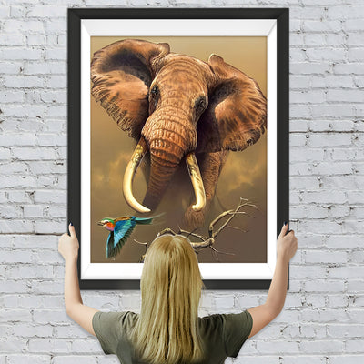 Elefant und Vogel Diamond Painting