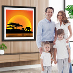 Elefanten bei Sonnenuntergang Diamond Painting