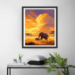 Elefanten bei Sonnenuntergang Diamond Painting