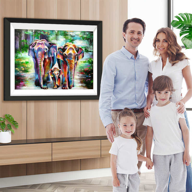 Elefantenfamilie im Wald Diamond Painting