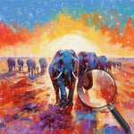 Elefantengruppe bei Sonnenaufgang Diamond Painting