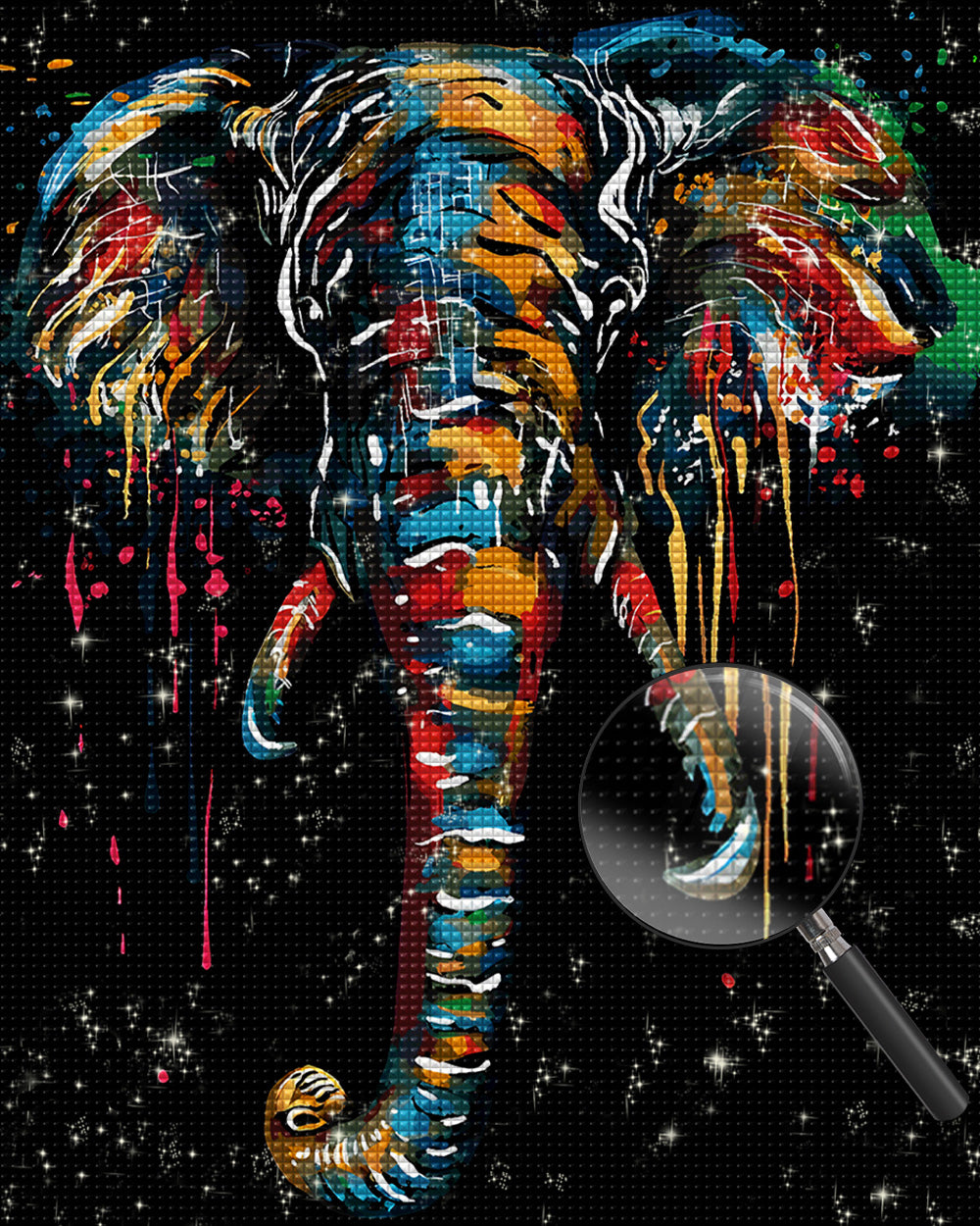 Elefantenkopf im Dunkeln Diamond Painting