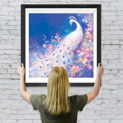 Eleganter Weißer Pfau Diamond Painting