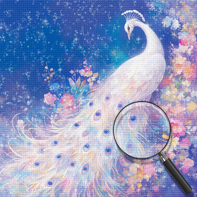 Eleganter Weißer Pfau Diamond Painting