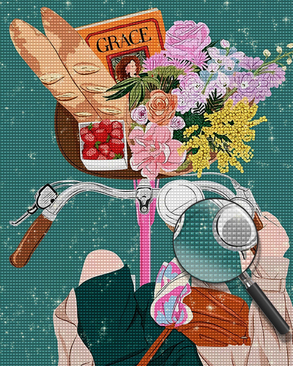 Elegantes Mädchen auf Fahrrad Diamond Painting