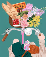 Elegantes Mädchen auf Fahrrad Diamond Painting