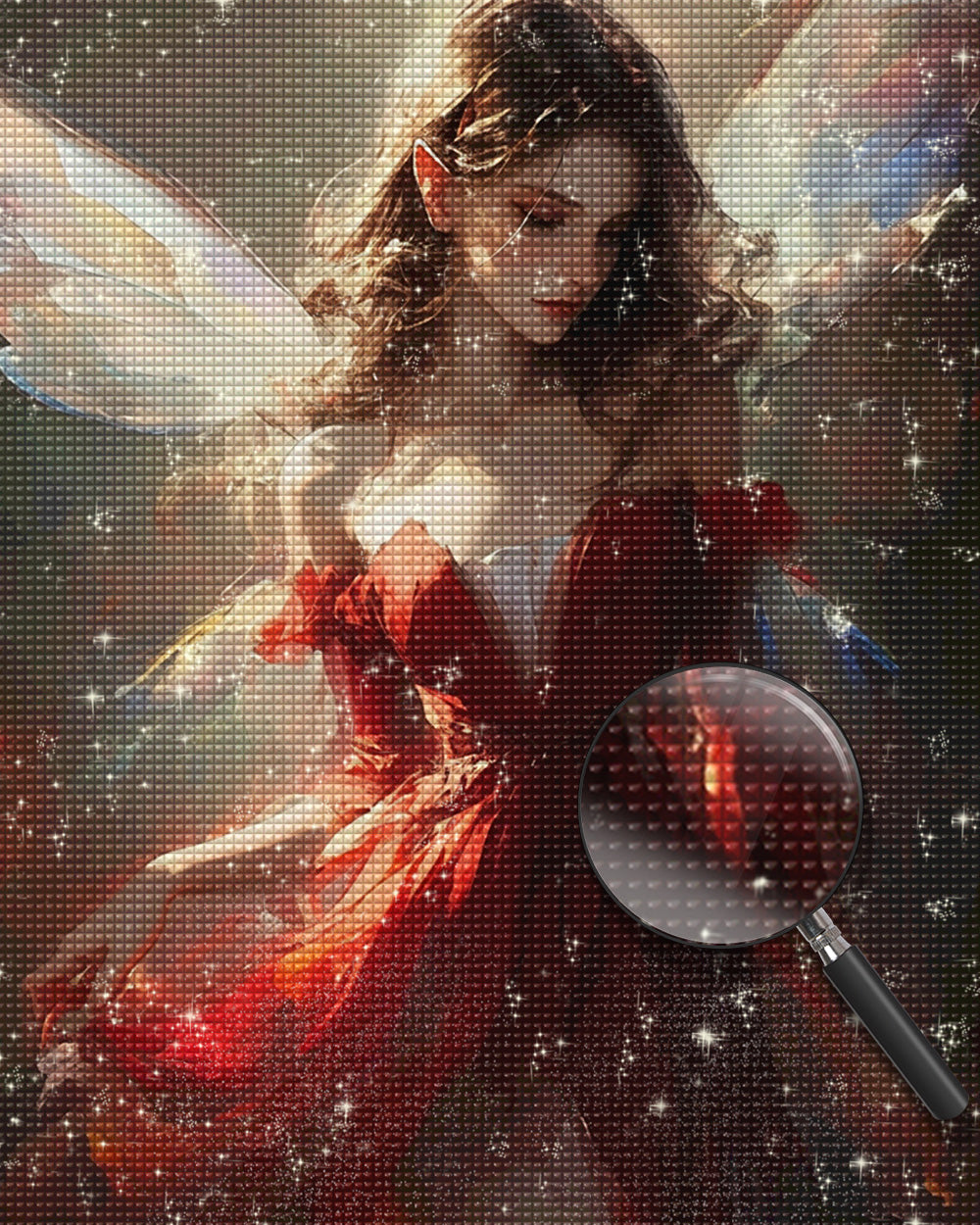 Engel Frau im roten Kleid Diamond Painting