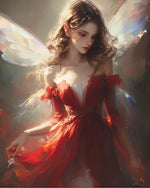 Engel Frau im roten Kleid Diamond Painting