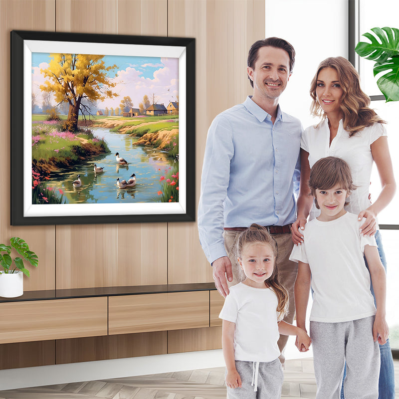 Enten im Fluss auf dem Land Diamond Painting