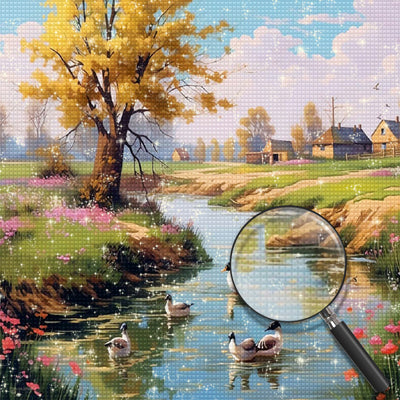 Enten im Fluss auf dem Land Diamond Painting