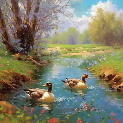 Enten im Fluss Diamond Painting