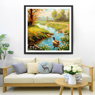 Enten im Quellfluss Diamond Painting