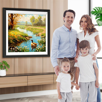 Enten im Quellfluss Diamond Painting