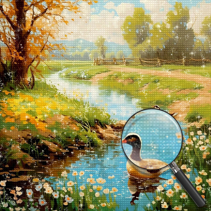 Enten im Quellfluss Diamond Painting
