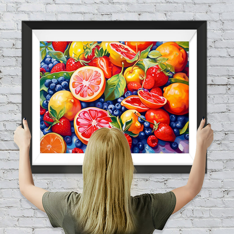 Erdbeeren, Grapefruit und Heidelbeeren Diamond Painting