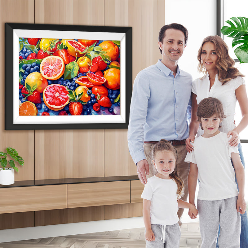 Erdbeeren, Grapefruit und Heidelbeeren Diamond Painting
