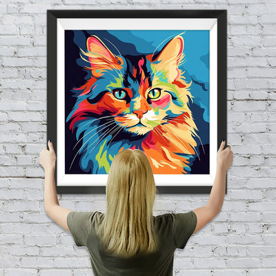 Ernste bunte Katze Diamond Painting