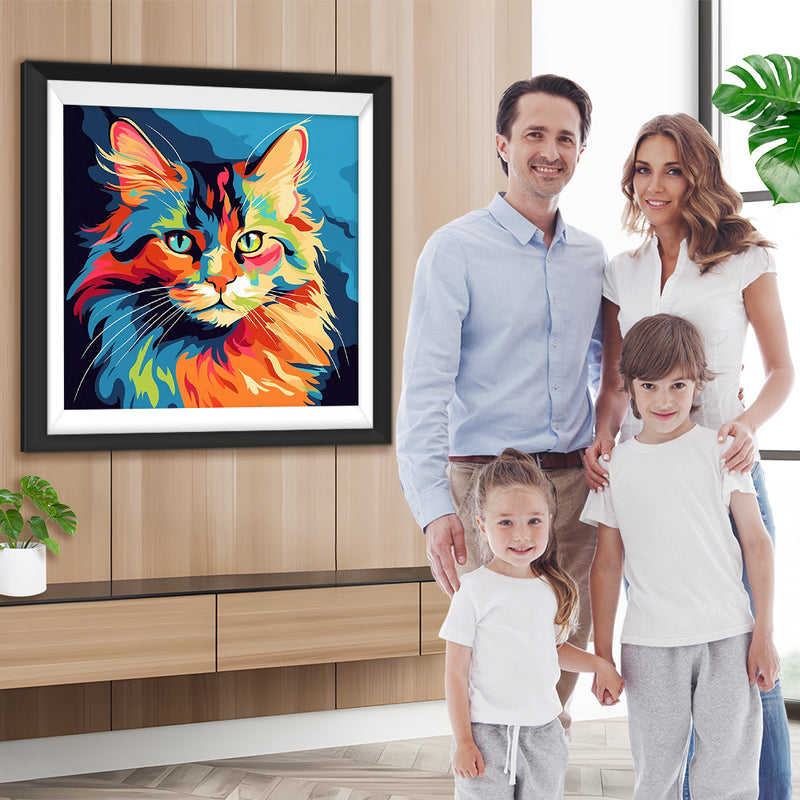 Ernste bunte Katze Diamond Painting