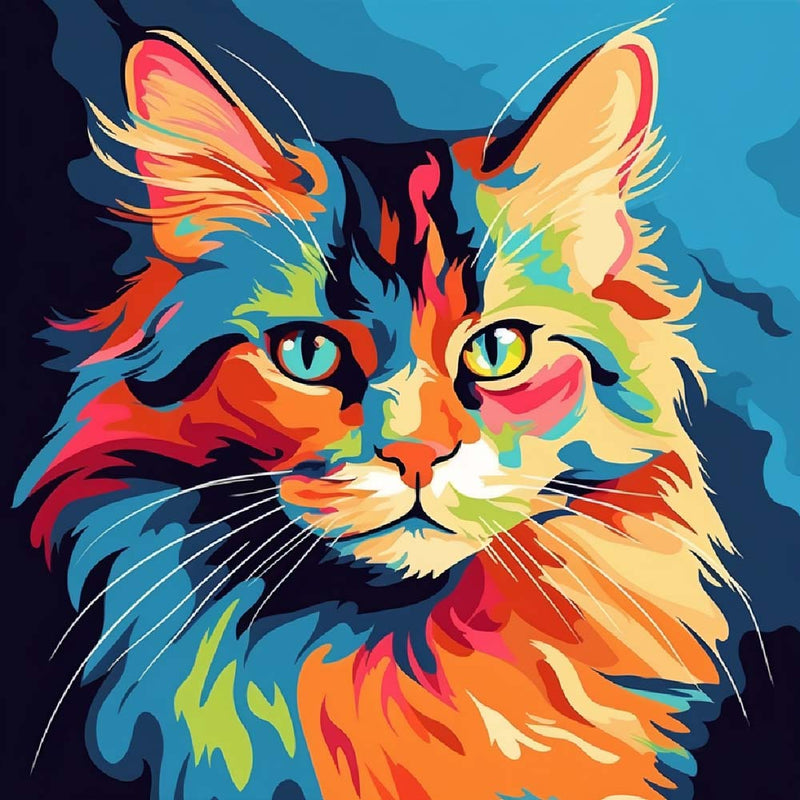 Ernste bunte Katze Diamond Painting