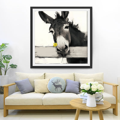 Esel und gelbes Gänseblümchen Diamond Painting