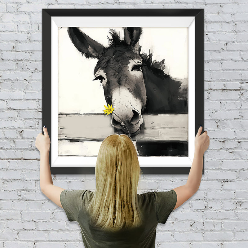 Esel und gelbes Gänseblümchen Diamond Painting