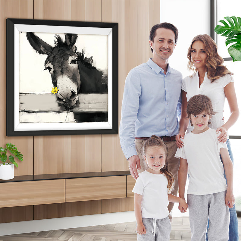 Esel und gelbes Gänseblümchen Diamond Painting