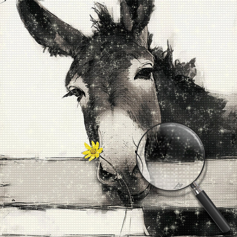 Esel und gelbes Gänseblümchen Diamond Painting