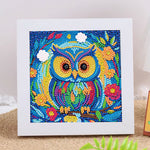 Eule auf einem Blumenzweig Mini-Kristallpünktchen Diamond Painting