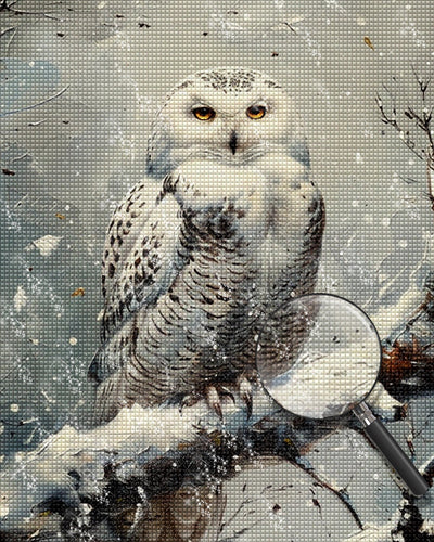 Eule im Schnee Diamond Painting